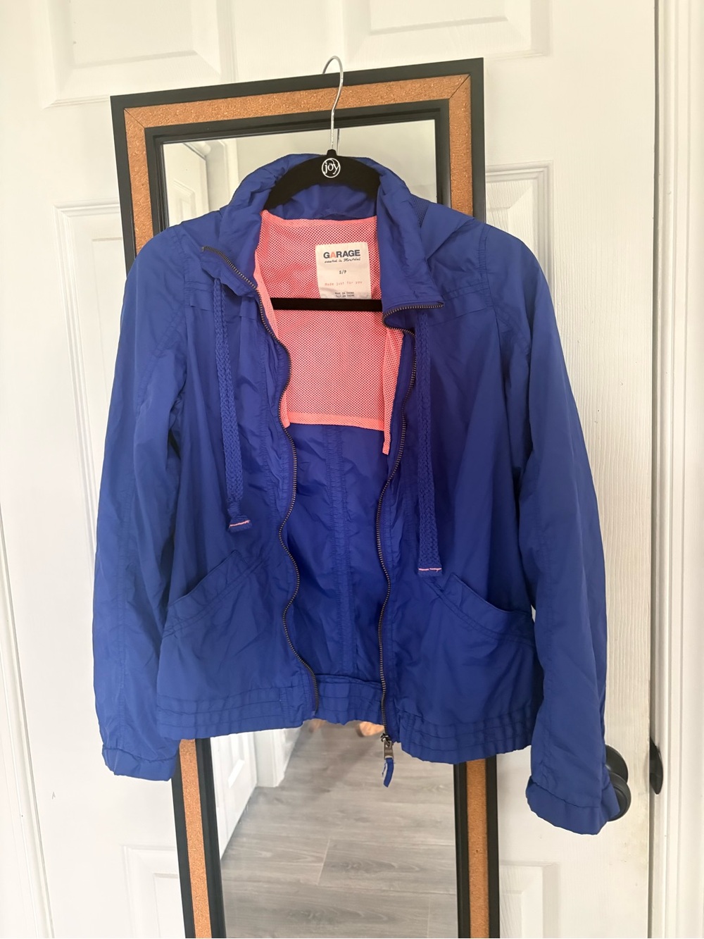 Garage Royal Blue Bomber Jacket with Pink Mesh Lining